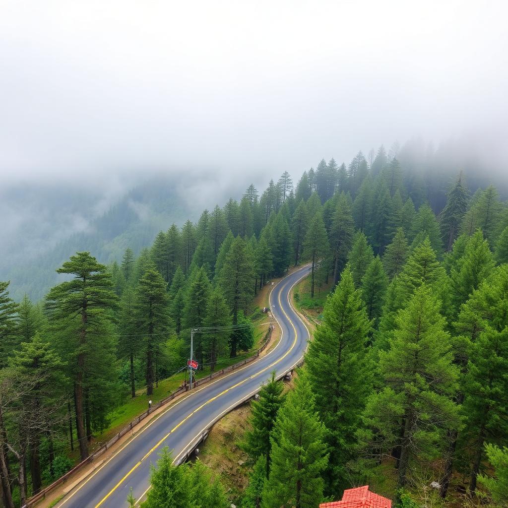 Pine forests and misty ridges of Murree hill station in northern Pakistan