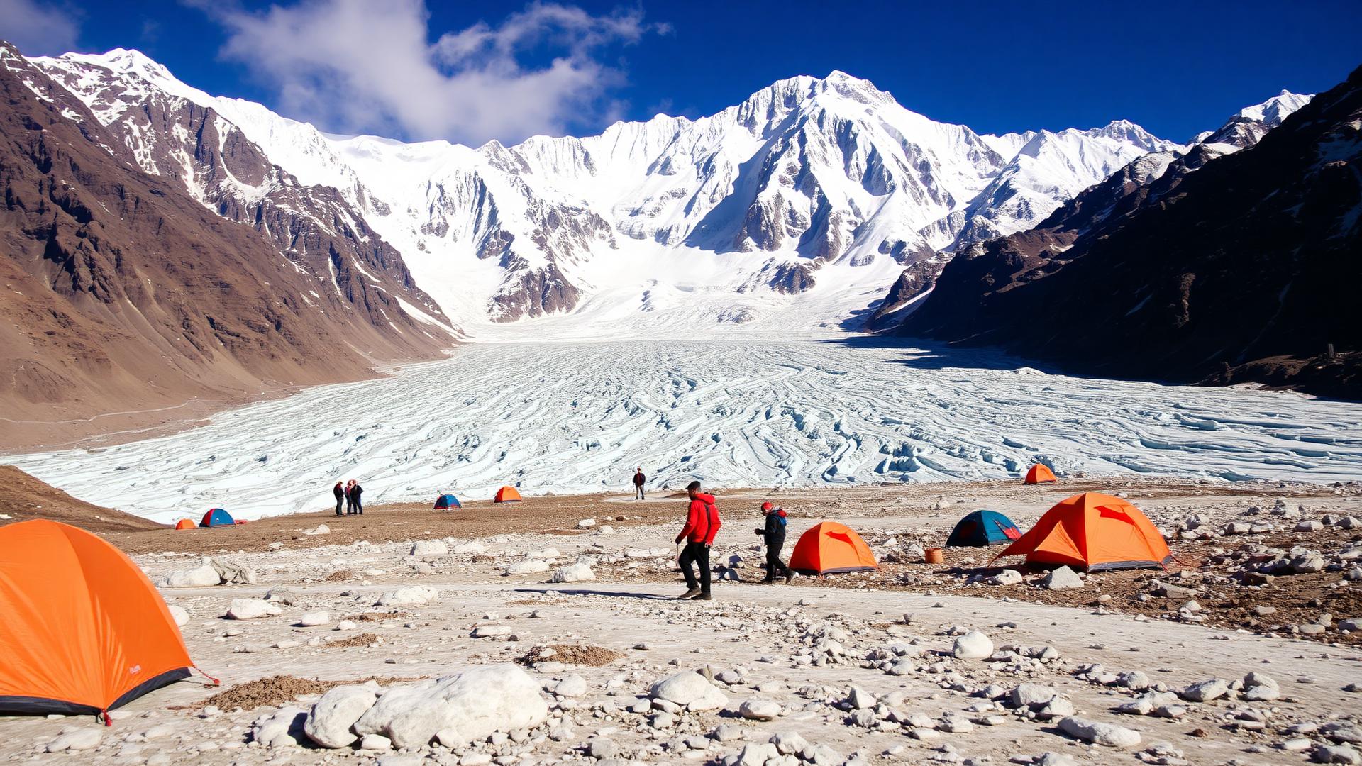 K2 Base Camp trek route in the Karakoram mountains of Pakistan