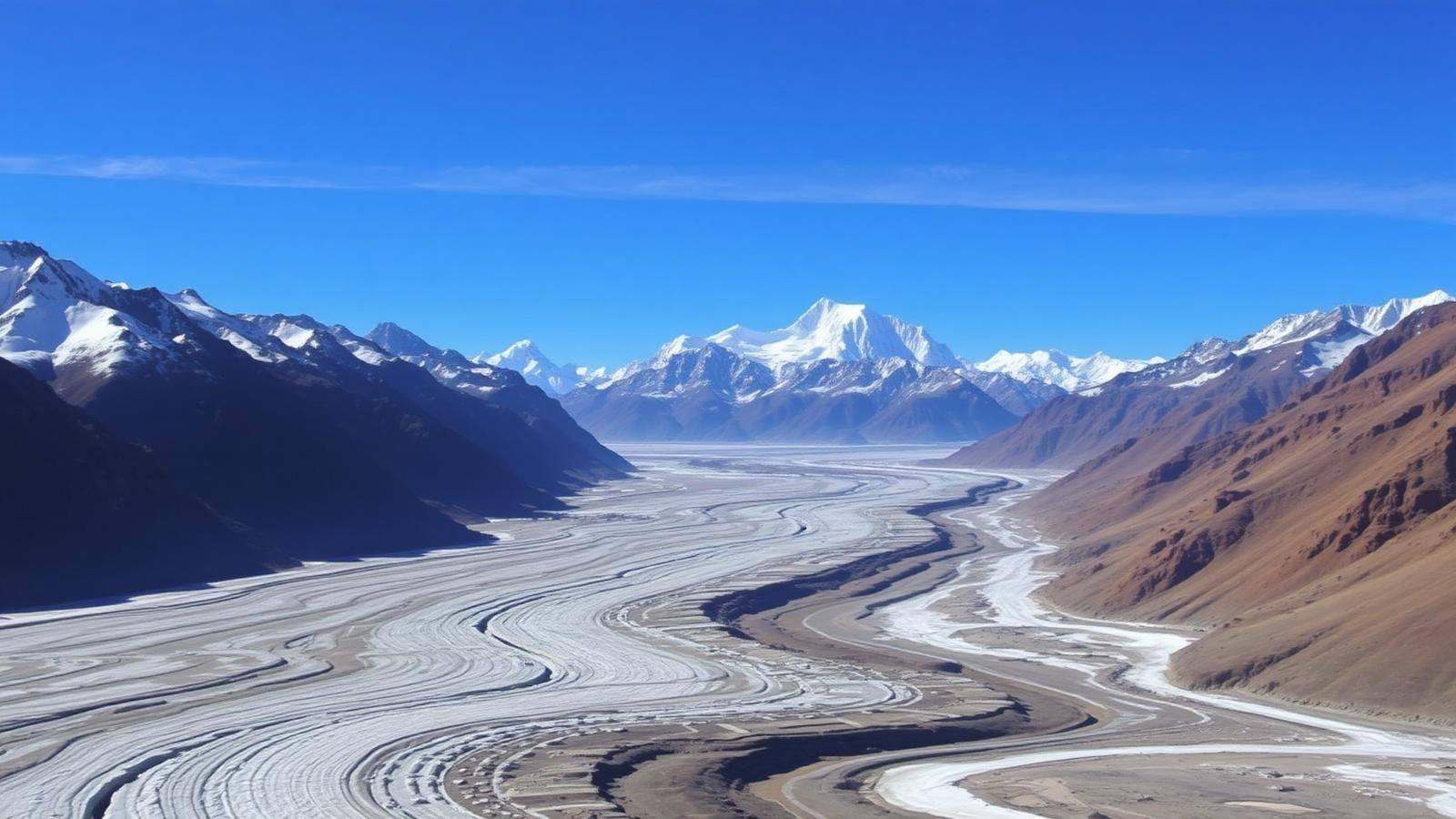 Baltoro Glacier and K2 in the Baltoro Muztagh sub-range of the Karakoram, Pakistan