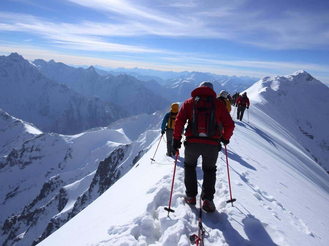 Climbers preparing for demanding 7000 meter peak routes