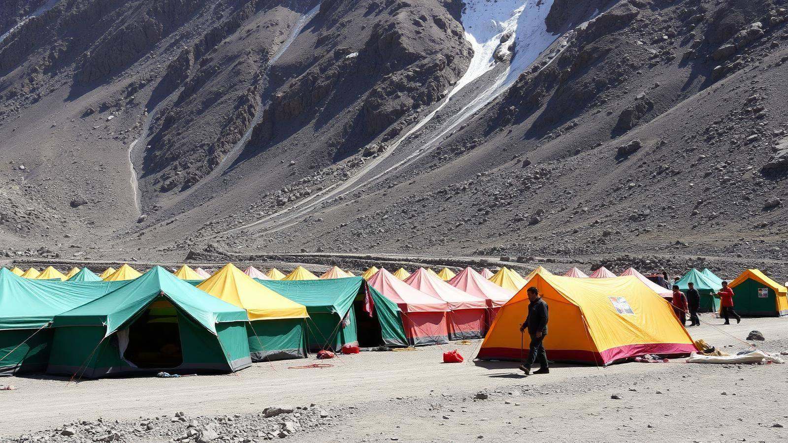 Expedition style base camp in the Karakoram