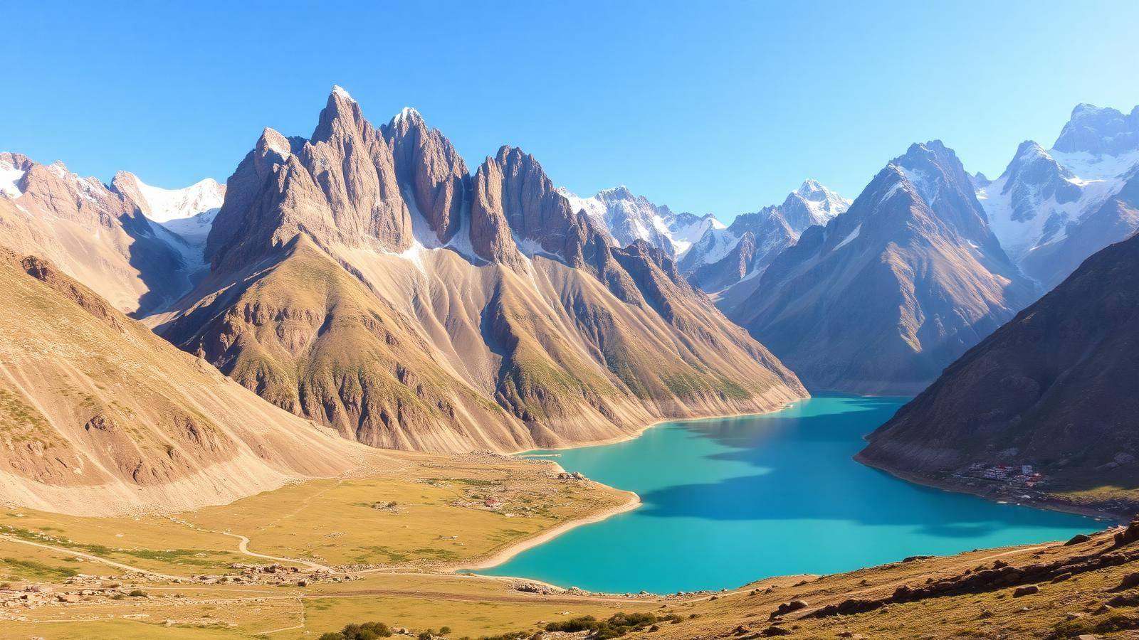 Hunza Valley with Rakaposhi, Passu Cones and Attabad Lake in Gilgit-Baltistan, Pakistan