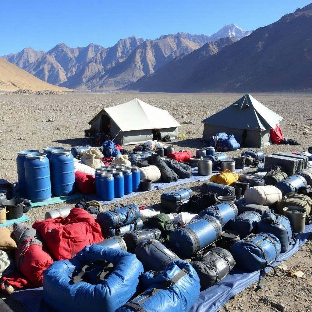 Expedition logistics and route planning for high altitude climbs