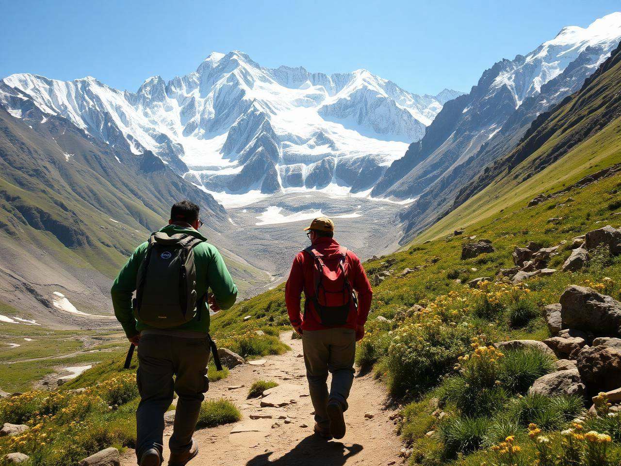 Trekkers exploring Rakaposhi and Haramosh mountain routes