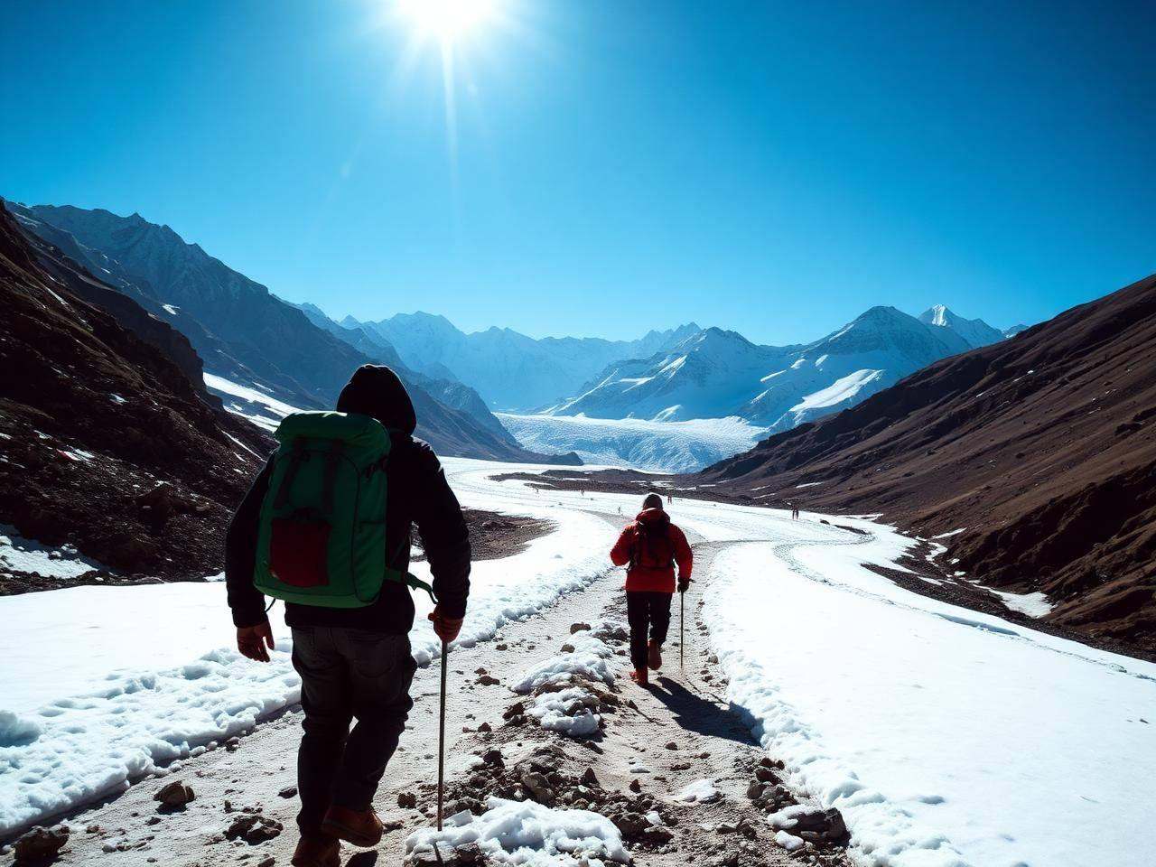 Trekkers approaching Baltoro Muztagh expedition routes